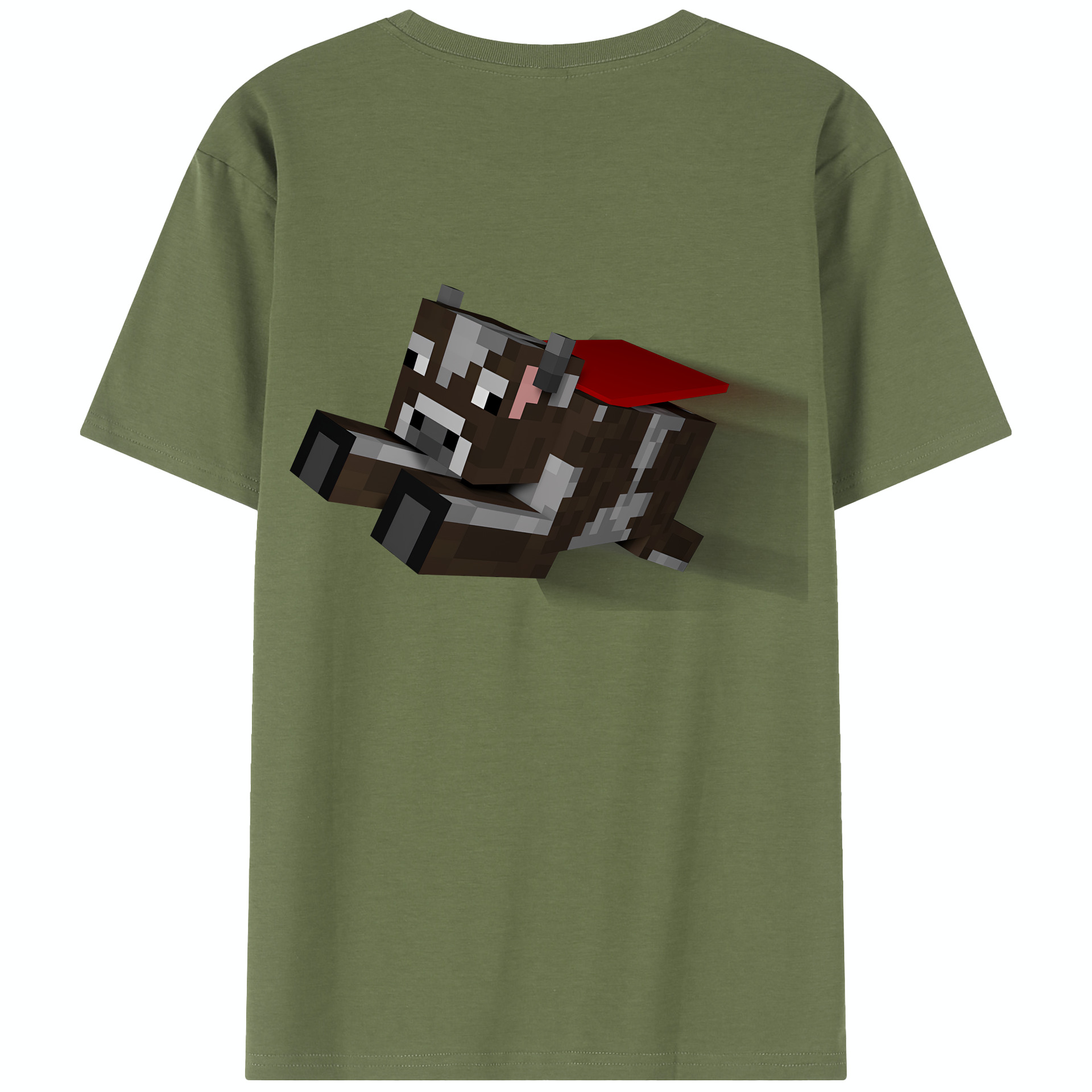 （画像用） マインクラフト ブロックの世界 Minecraft MC Block world 綿100％半袖Tシャツ（背面プリント）